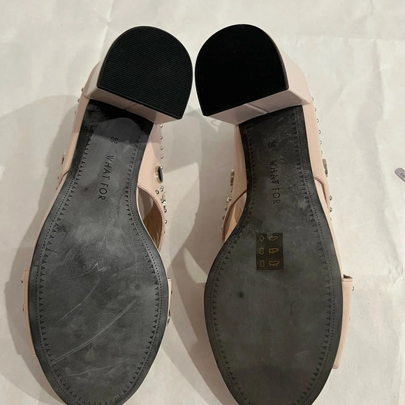 What For Sandals Light Pink Open Toe Mules High Heels Shoes US 9 EU 39 - Picture 6 of 9